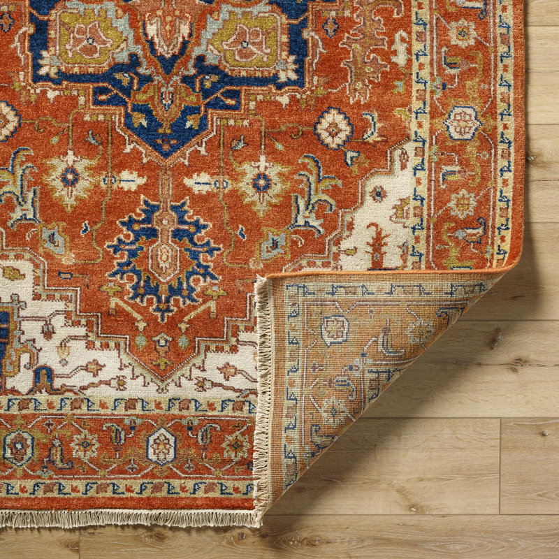 Zeus Hand Woven Wool Geometric Area Rug, Round 8'