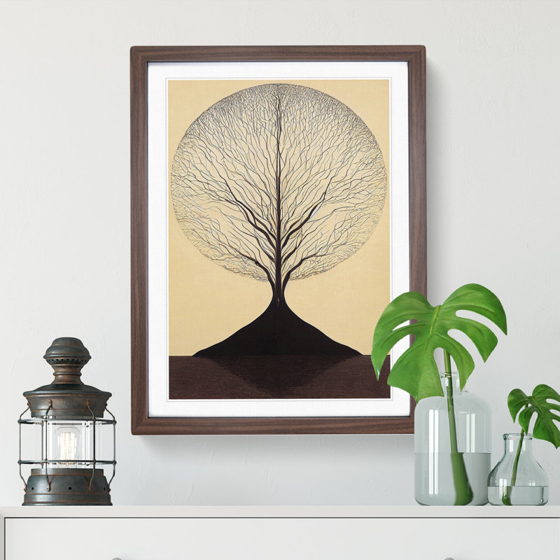 Antique Tree No.4 - Single Picture Frame Print, 46cm H x 34cm W x 2cm D, Walnut Framed