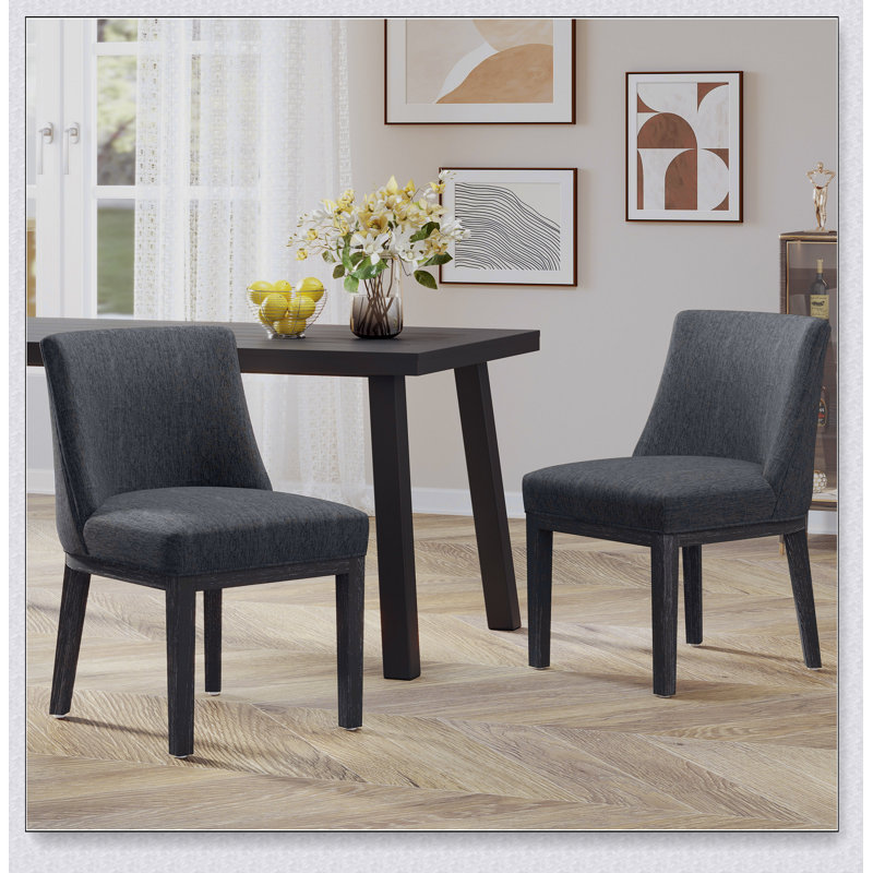 Fabric Upholstered Dining Chair Set with 4 Wood Legs， Upholstered Back