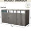Remise à déchets grise en métal gris pour le jardin - peut accueillir 3 poubelles, une remise à poubelle facile à utiliser et à gratter, des cales en acier galvanisé et de la rouille - propre