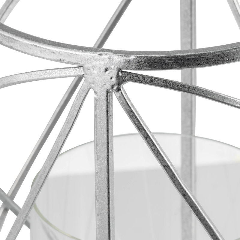 Silver Metal 13" Tabletop Hurricane Candle Holder
