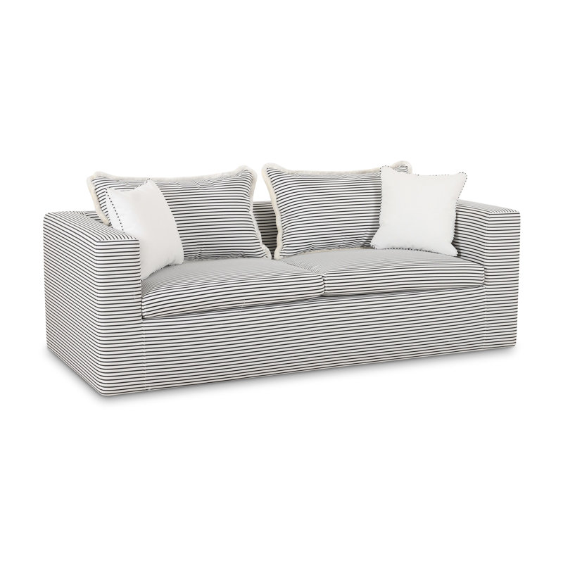 Salty Striped Indoor/Outdoor Sofa, Black
