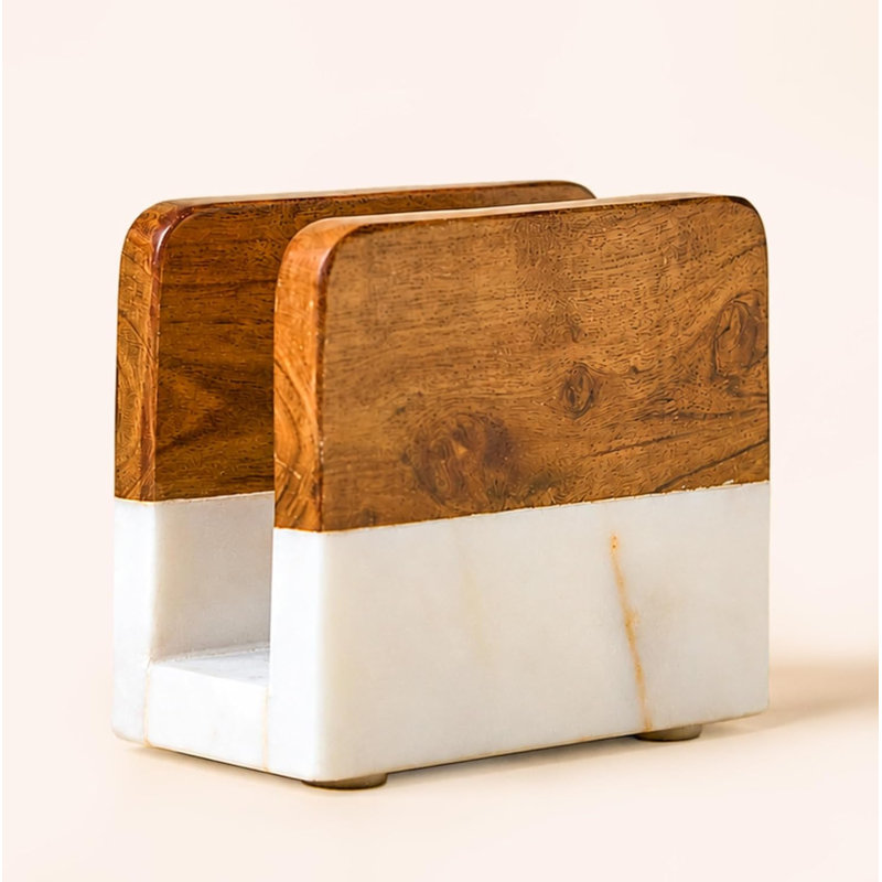 Porte-serviettes en marbre pour table de salle à manger, comptoir de cuisine, moderne, droit, bois d'acacia, distributeur de serviettes en marbre, support, cocktail, fête, utilisation sur le comptoir