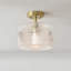 Plafonnier semi-encastré en laiton mat avec abat-jour en verre nervuré transparent 1 lumière Deshonda