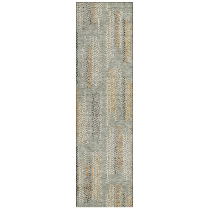 Machine Washable Indoor/Outdoor Chantille ACN2887 Modern Rug, 2'3" x 7'6" Runner, Green