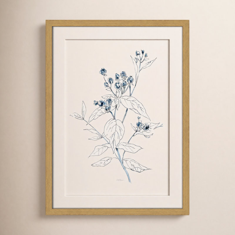 «Indigo S croquis I» par Carol Robinson - reproduction de cadre photo unique, H 23 po x l 17 po x P 0,75 po, Encadré naturel