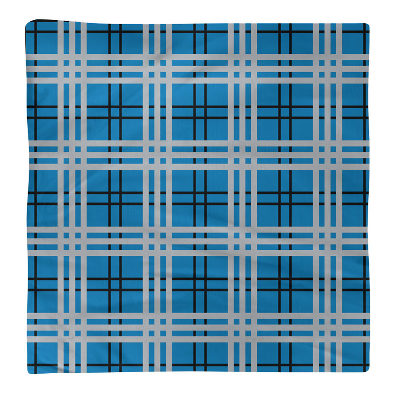 Plaid Square Napkin, Honolulu Blue/Black/Silver, 10" x 10", Cotton