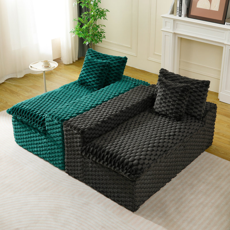 Canapé paresseux multifonctionnel vert et noir, Vert / velours noir