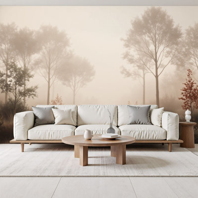 Papiers peints modernes adhésifs Misty Forest Landscape Trees