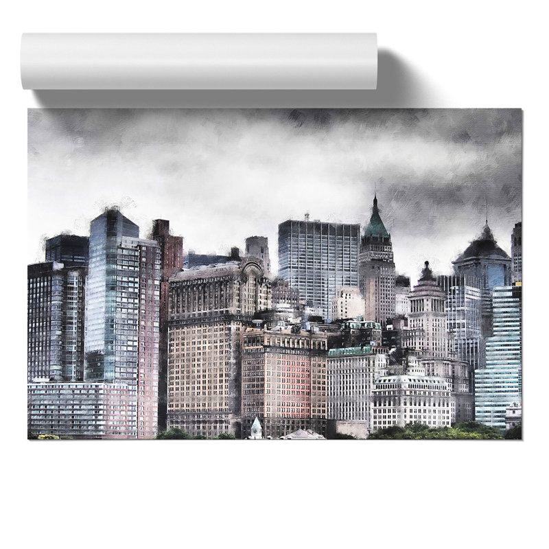 New York Skyline Painting - Frameless Print, 30cm H x 42cm W x 0.1cm D