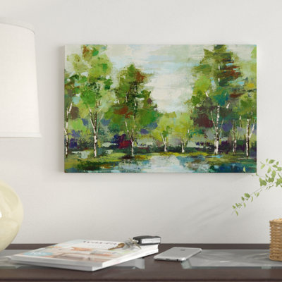 «Forest at Dawn», reproduction de peinture acrylique sur toile encadrée