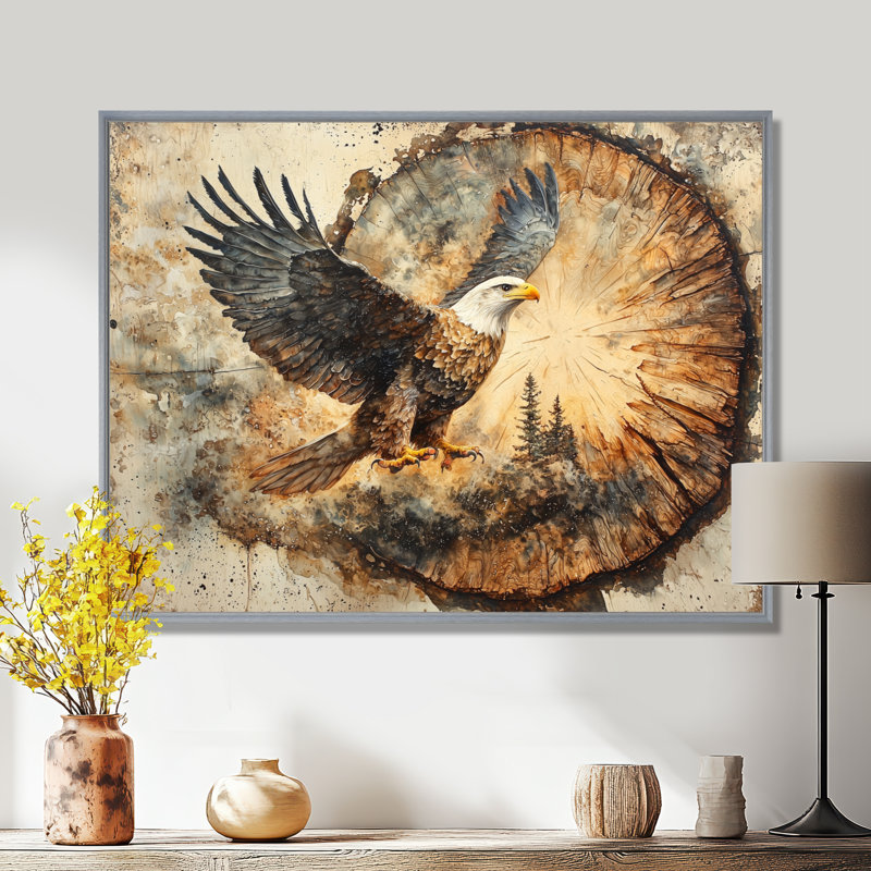 Giyana aigle dans une forêt, échos de la liberté II - aigle, art mural, H 16 po x l 32 po, Impression encadrée flottante