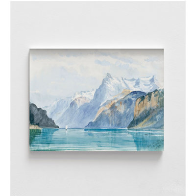 Bay Of Uri-Brunei From Switzerland By John Singer Sargent, Framed Snowy Mountain Painting, Blue Nature Print, Singer Sargent Art