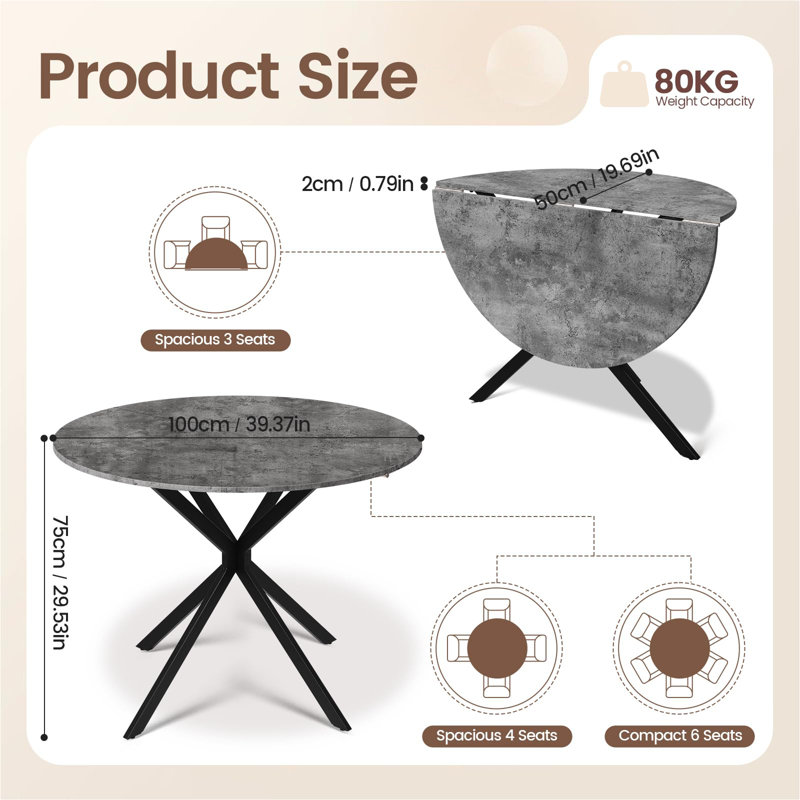 4 - Person Dining Set, Grey, Black