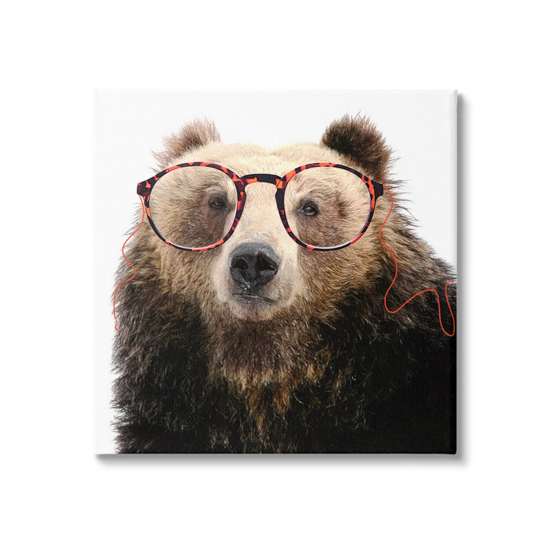 Drôle d'ours grizzly portant des lunettes par Karen Smith - impression sur toile tendue, H 24 po x l 24 po x P 1,5 po