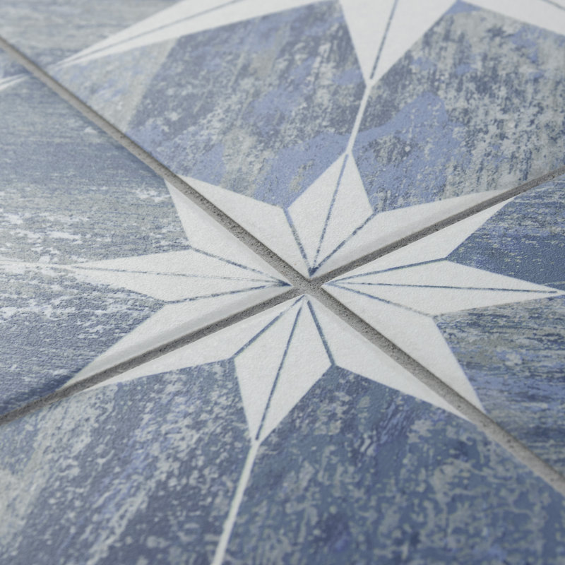 Cassis Stella 10" x 10" Porcelain Patterned Wall & Floor Tile, Blue Day