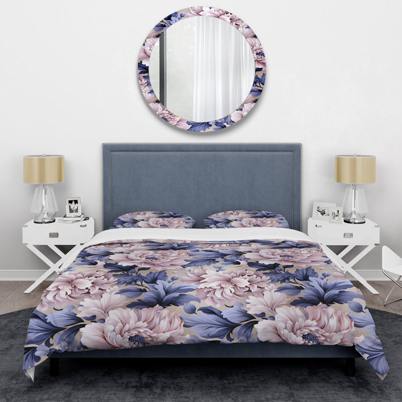 Ensemble de housse de couette mauve et rose Royal Damask Treasures I, Housse de couette simple + 1 taie décorative stan