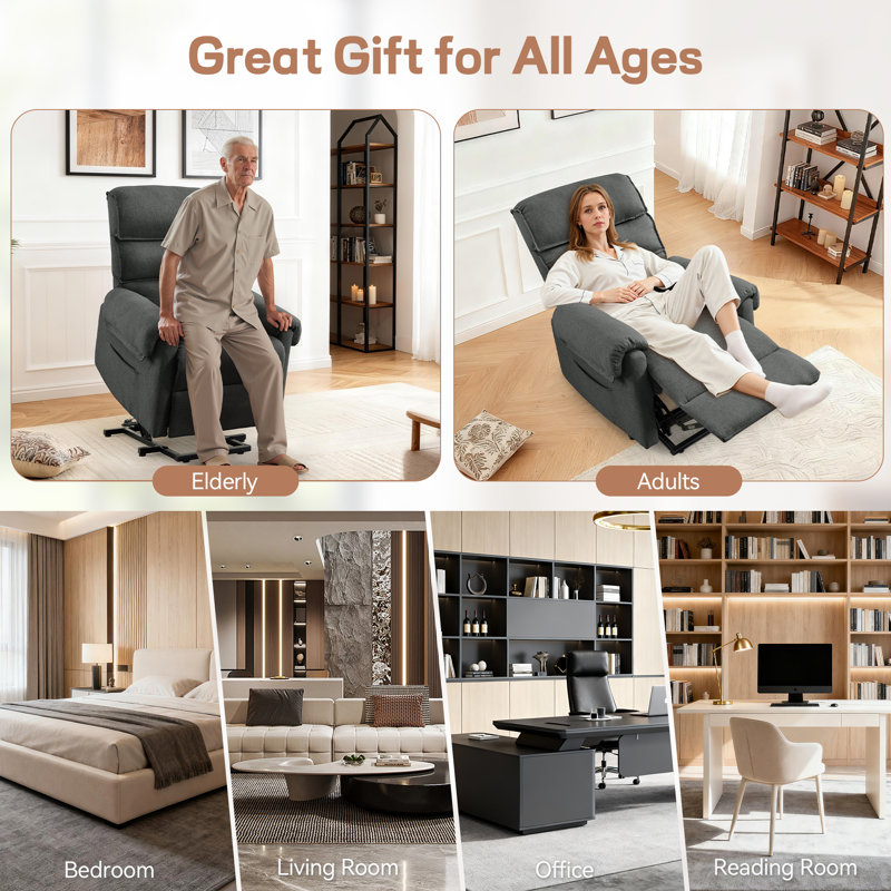 KORSER Power Lift Recliner , Electric Lift Recliner For Elderly , Small Recliner For Small Space, Recliner Chair With Side Pockets 