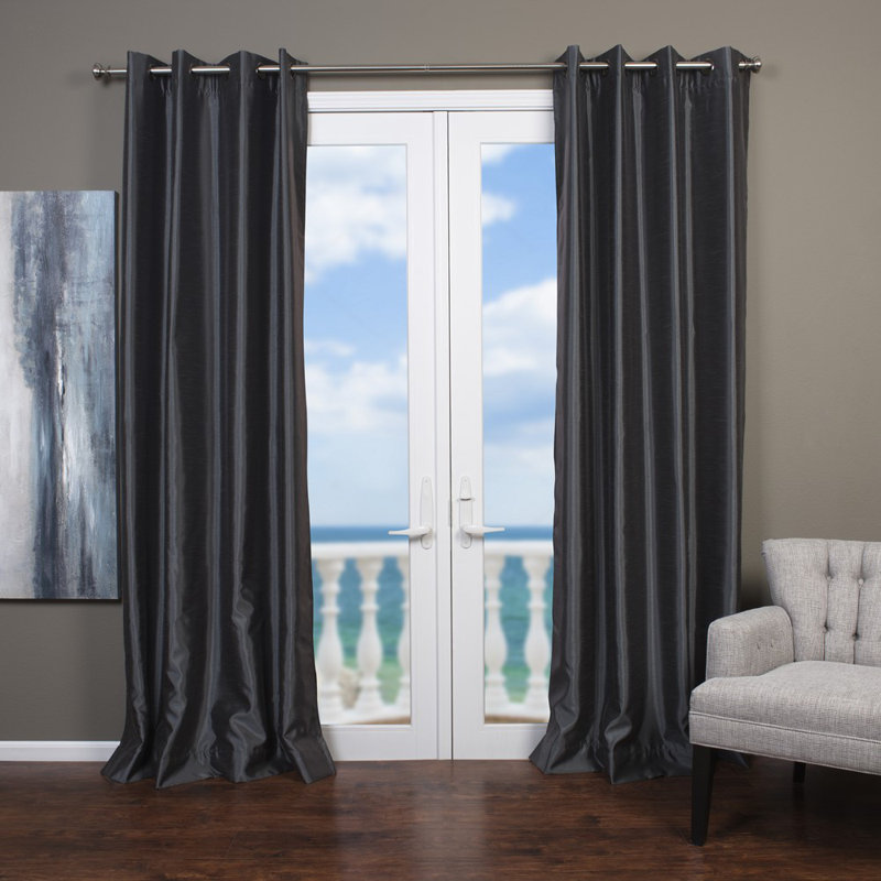 Bordovice Semi Sheer Curtain Single Panel, 54" W x 108" L, Slate