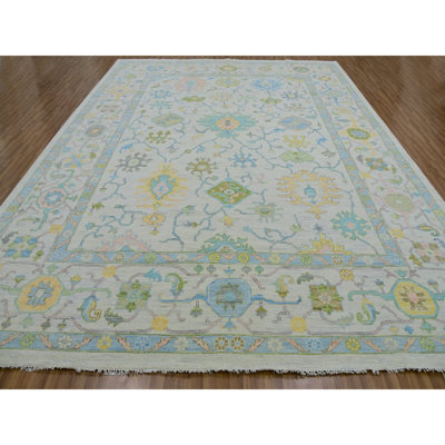Tapis surdimensionné 100% laine noué à la main 12 pi 2 po x 15 pi 0 po blanc