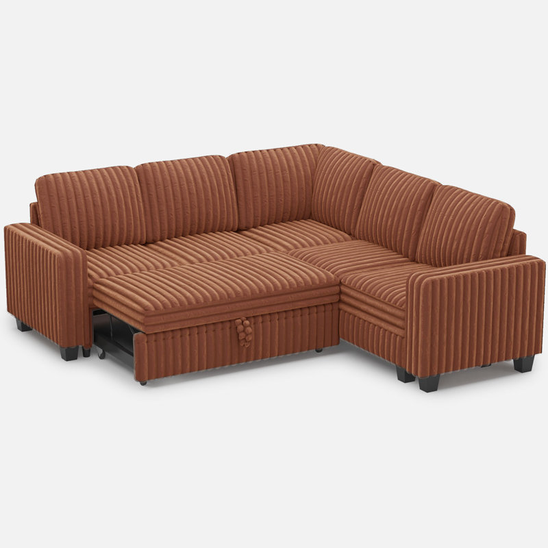 Canapé d'angle modulaire en L en fausse fourrure, Brun