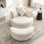 Fauteuil demi-tonneau pivotant à 360 ° avec repose-pieds avec rangement et 4 coussins, fauteuil de loisirs moderne en chenille pour salon-2104880963