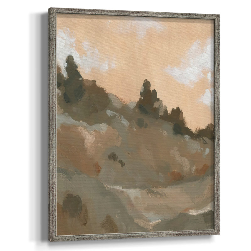 Hillside Walking Path II - peinture sur toile encadrée, Pas de tapis, Toile avec cadre noyer, H 20 po x l 16 po x P 1 po