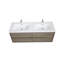 Meuble-lavabo mural 60 po avec lavabo double, meuble de rangement flottant, comptoir en résine de pierre et tiroirs à fermeture en douceur 60 po-116332522