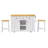53" Kitchen Island With 2 Stools, Power Outlet , 5 Movable Shelving Unit, Internal Storage Rack, Drop Leaf, 3 Drawers For Charming & Dining, White 53Inch Bar Socket Connector, Rolling Workstation,-359527225