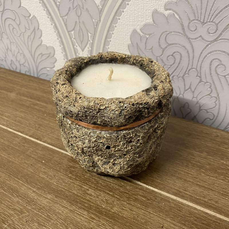 Unscented Jar Candle with Stone Holder