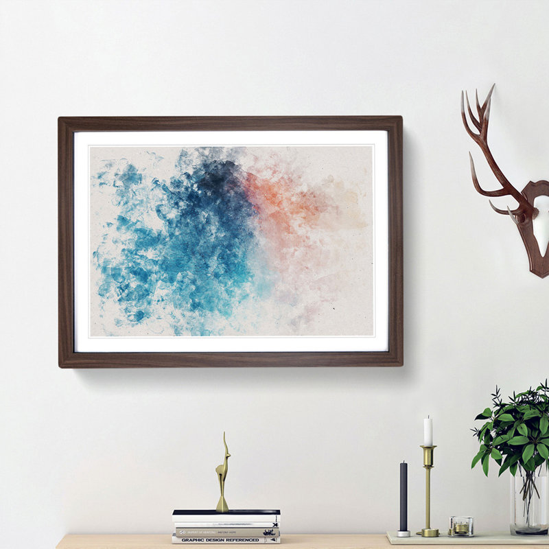 Luck for Me Watercolour - Picture Frame Graphic Art Print, 24cm H x 33cm W x 2cm D, Walnut Framed