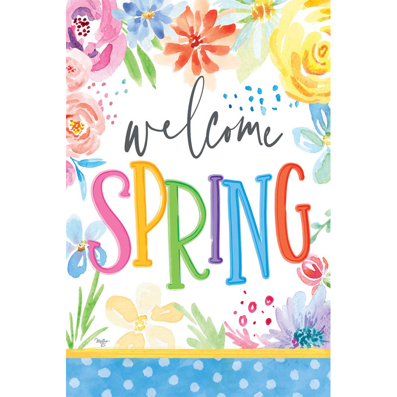 « Welcome Spring », H 18 po x l 12 po, Oui, Papier avec cadre simple noir