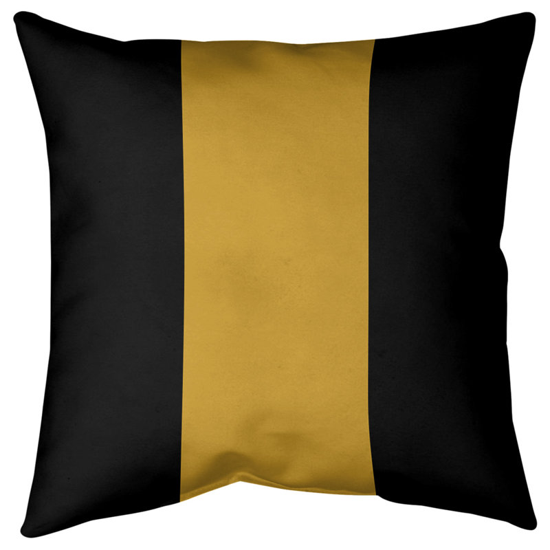 Striped Outdoor Reversible Throw Pillow, 18" x 18", Black/Gold