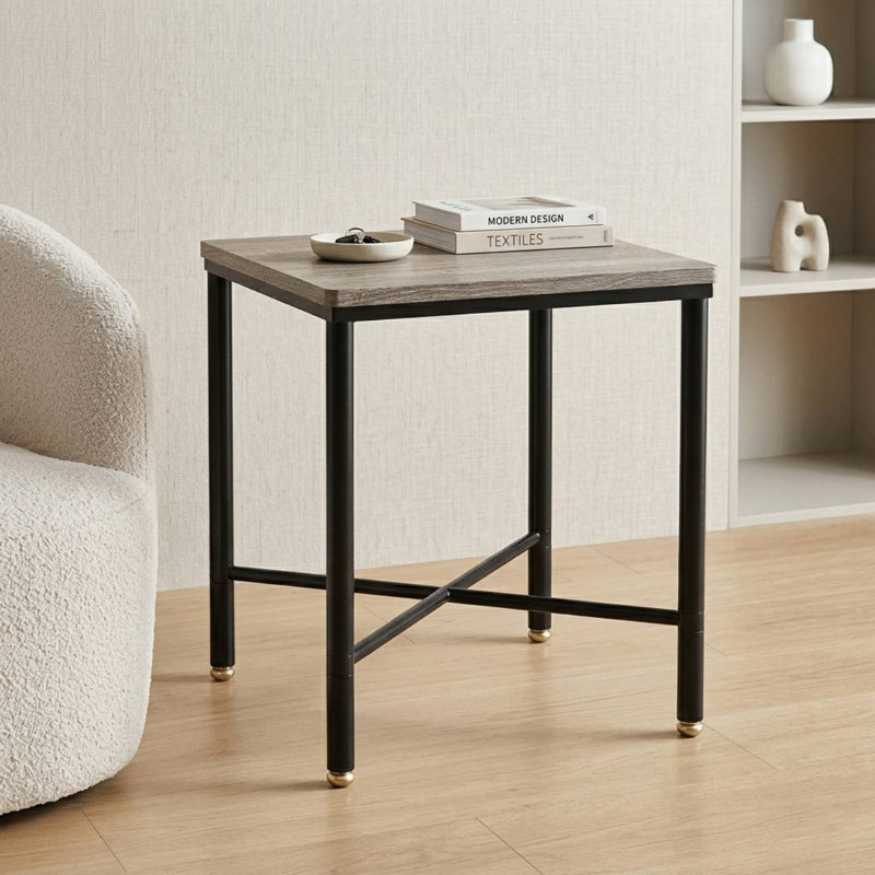 Logan Braedy Square End Table with Wooden Top & Metal Frame