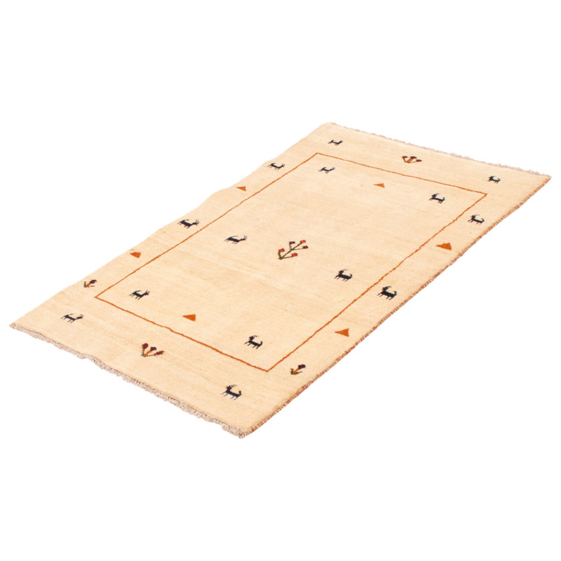 Tapis crème Kashkuli Gabbeh 3 pi 6 po x 6 pi 2 po