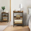 Grand lit en métal avec 2 tables de chevet brunes - ensemble de chambre à coucher moderne 3 pièces-947535291-947535286