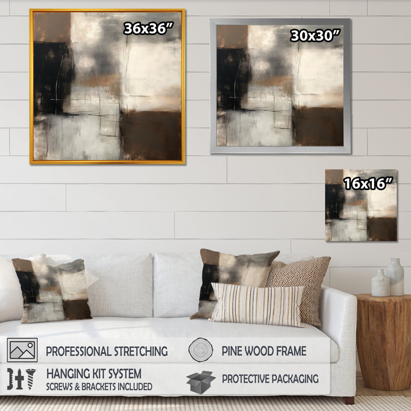 «Black Mid Century Fusion III», reproduction sur toile encadrée, H 24 po x l 24 po x P 1 po, Cadre flottant noir