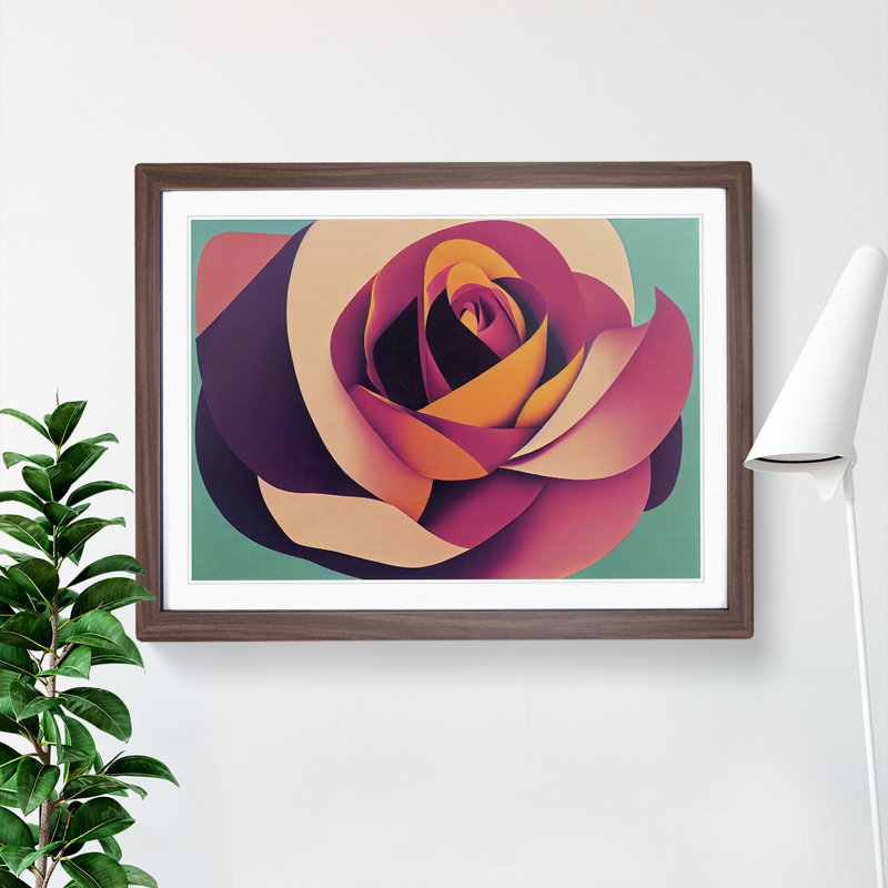 An Abstract Rose Flower Vol.1 - Single Picture Frame Print, Walnut, 34cm H x 46cm W x 2cm D