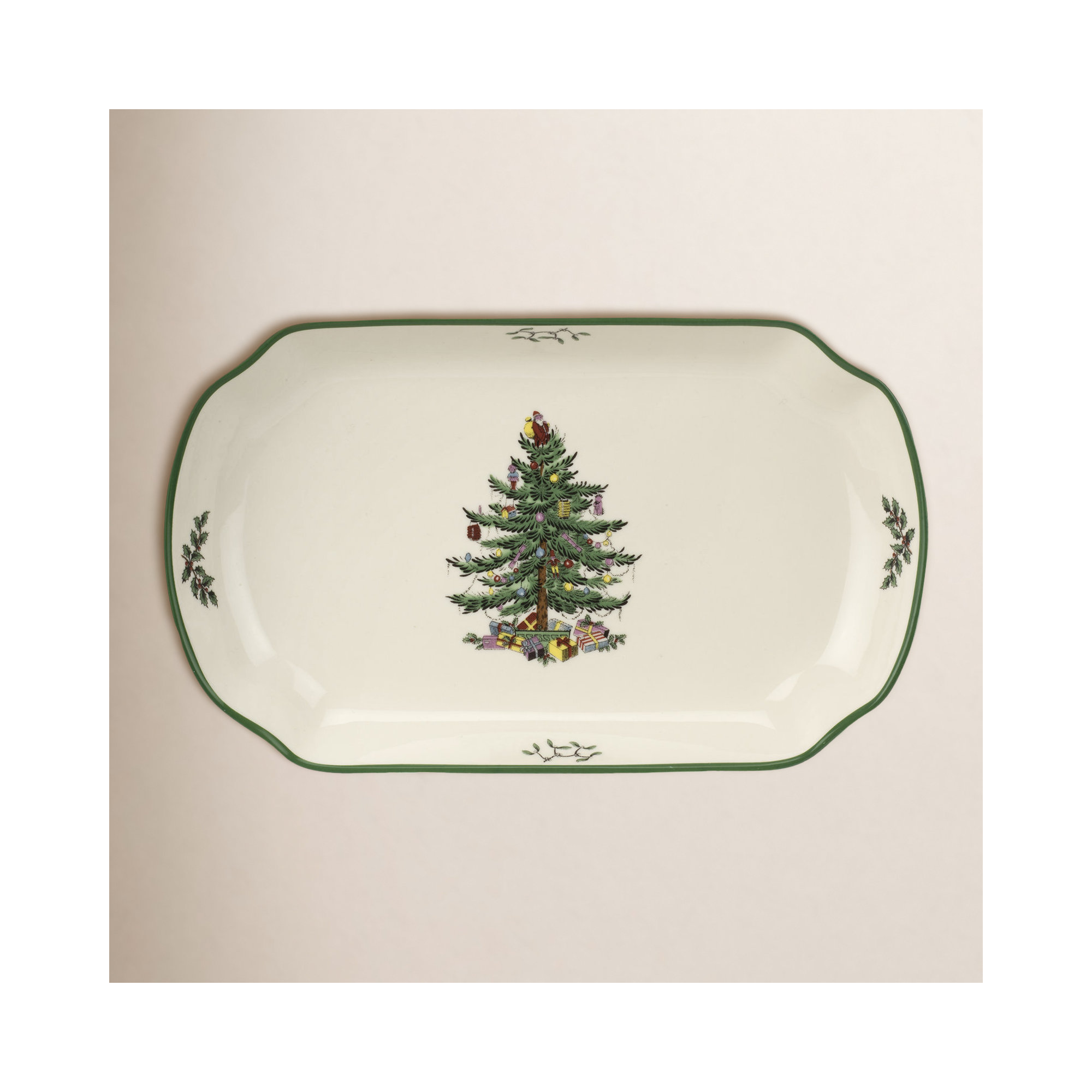 Spode Christmas Tree Rect Scalloped Tray