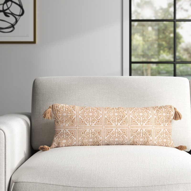Chloe Block Print Cotton Reversible Throw Pillow, Polyester/Polyfill