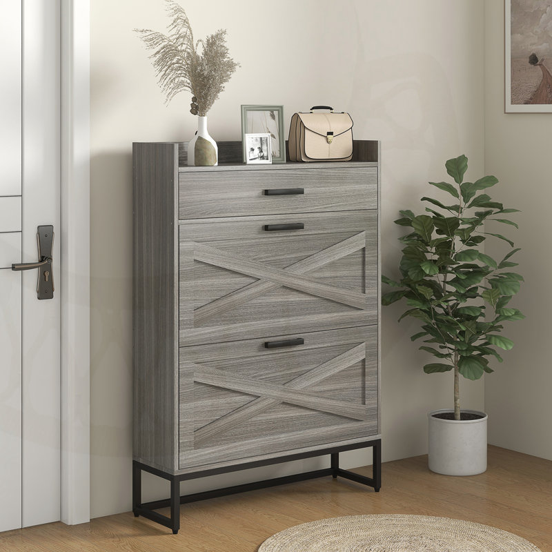 Armoire à chaussures étroite, Gris