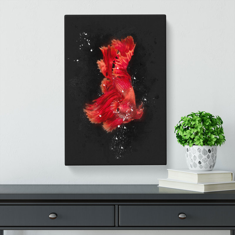 Red Siamese Fighting Fish - Wrapped Canvas, 76cm H x 50cm W x 3cm D
