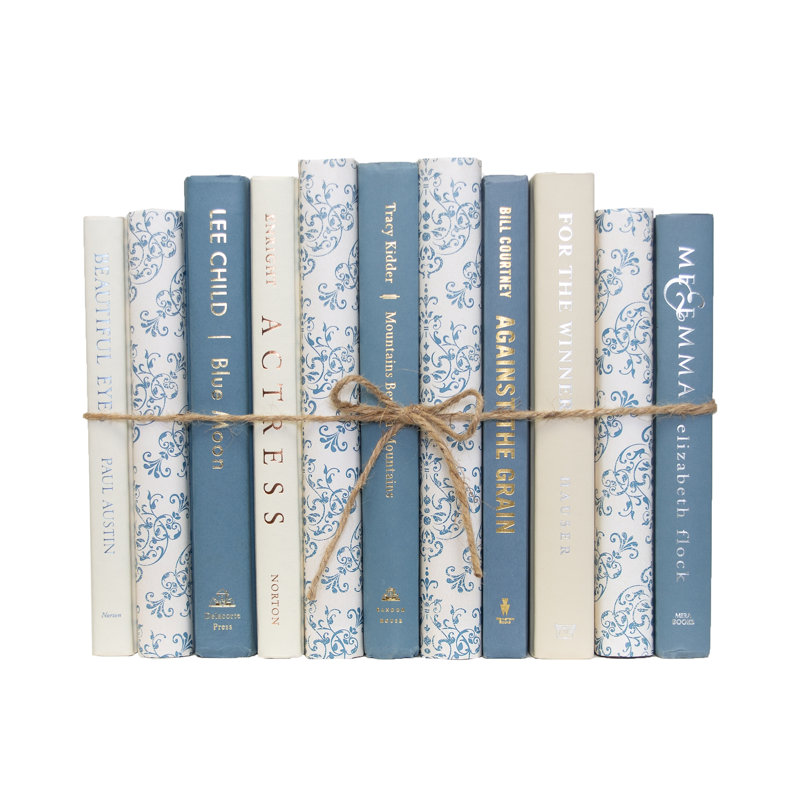 Decorative Books - Cerulean and Cream Mixed Media Book Bundle - 1 Foot of Blue Books