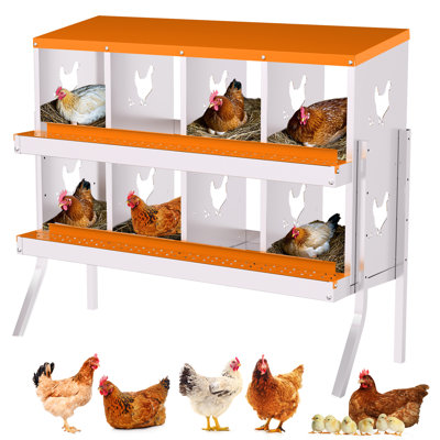 Boîte de nidification pour poulets, boîtes de ponte pour poulets en acier galvanisé à 10 compartiments, boîtes de nidification pour poulets, collection Easy Egg pour poulailler, arrière-cour, fermes - avec pattes de support, bleu