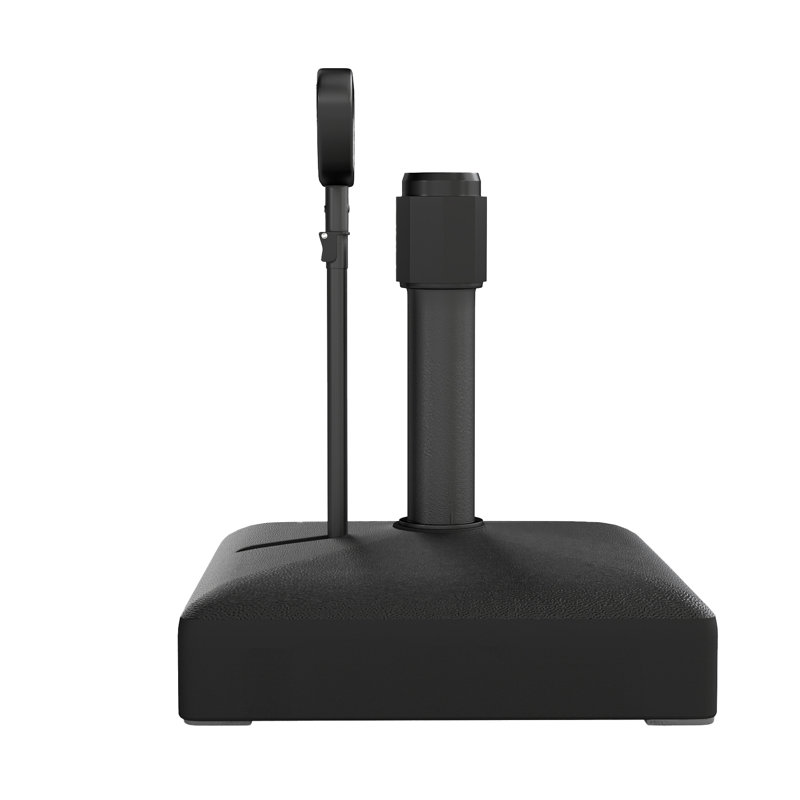 Porte-parapluies 23,6 po en plastique noir - remplissable, capacité de 130 lb, avec poignée et roulettes pour l'extérieur