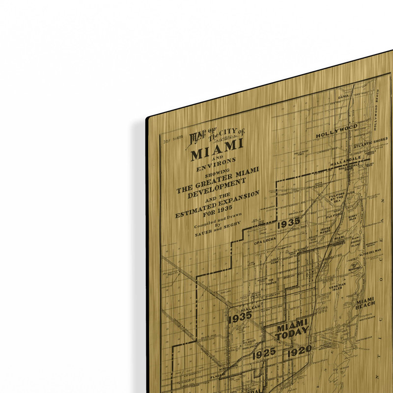 «Carte de Miami 1925», par Wallet, 12 po x 24 po, 12 po x 24 po