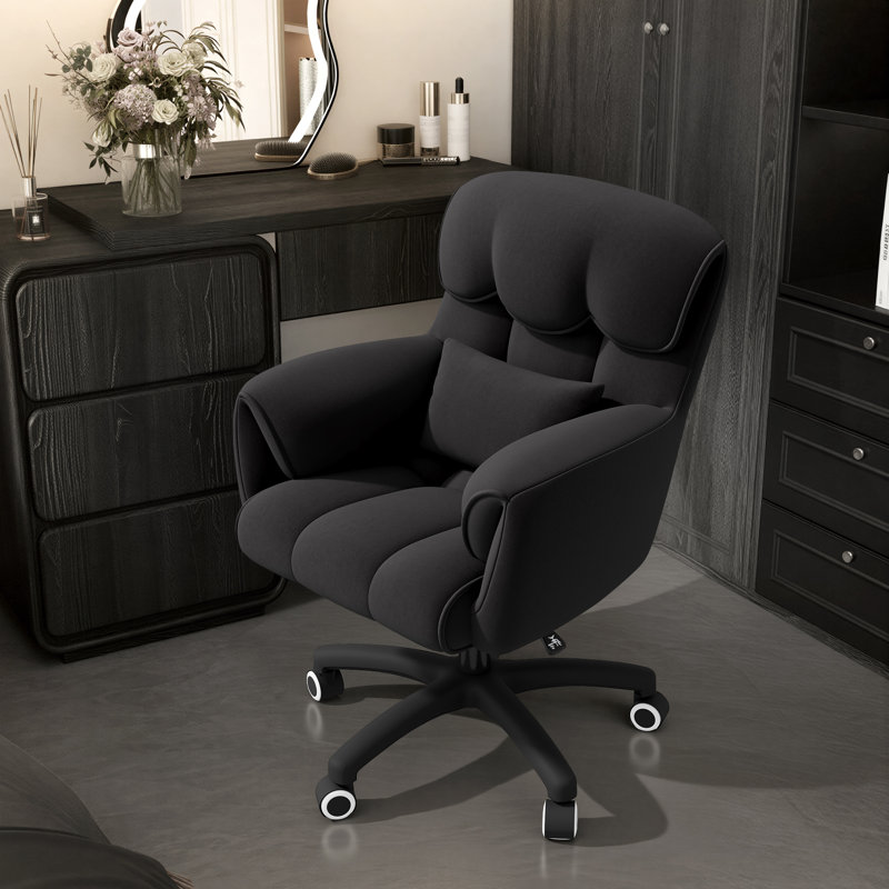Velvet Office Chair, Black, Black