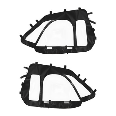 Portes supérieures de cabine fermées, compatibles avec Polaris RZR XP 1000 / XP Turbo 2014-2023, portes supérieures souples, ensemble de fenêtres latérales souples à fermeture à glissière UTV à l'épreuve du vent, fonction avec miroirs latéraux et pare-brise