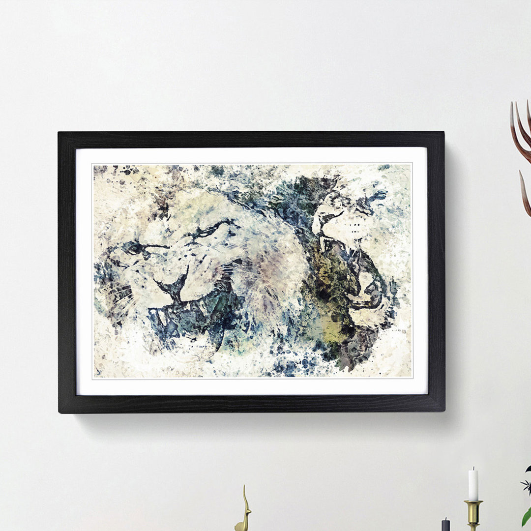 Two Snarling Lions in Abstract - Picture Frame Painting Print