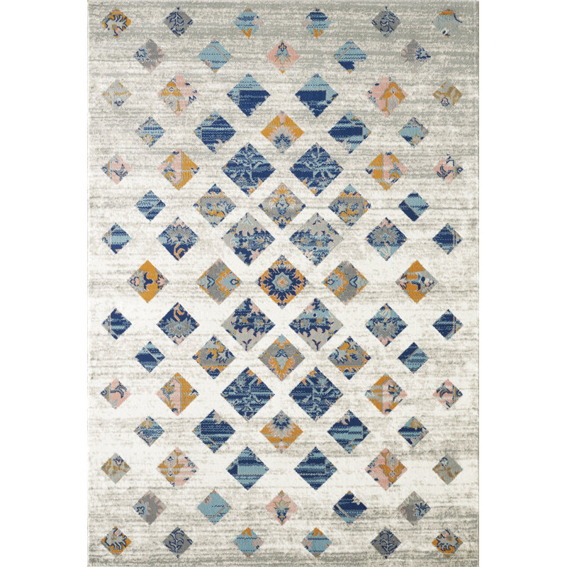 Tapis gris à motif géométrique Elberton, Rectangle 4 pi x 6 pi